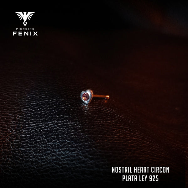 Nostril Heart Circon - Plata Ley 925