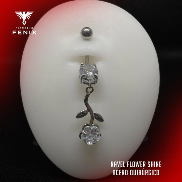 NAVEL CURVO FLOWE SHINE - ACERO QUIRURGICO