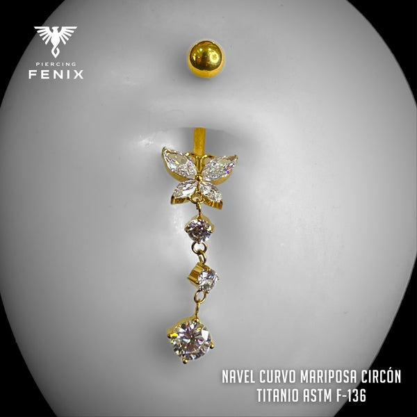 NAVEL CURVO MARIPOSA CIRCON - TITANIO ASTM F-136
