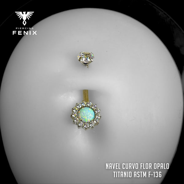 NAVEL CURVO FLOR OPALO - TITANIO ASTM F-136