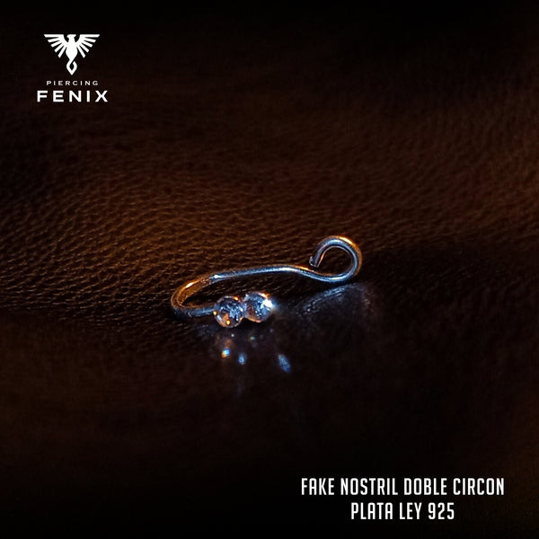 Fake Nostril Doble Circon - Plata Ley 925