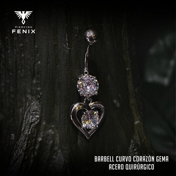 Barbell Curvo Corazón Gema