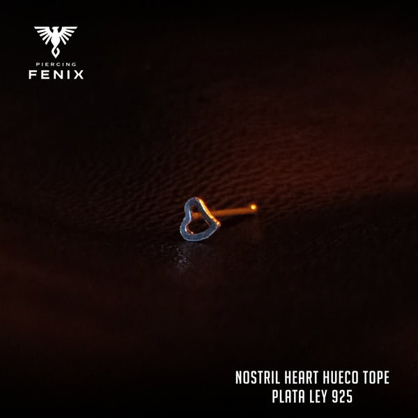 Nostril Heart Hueco Tope - Plata Ley 925