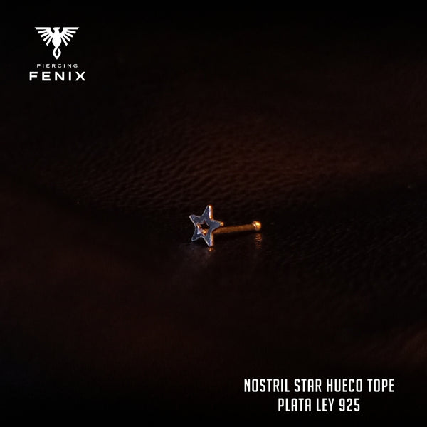 Nostril Star Hueco Tope - Plata Ley 925