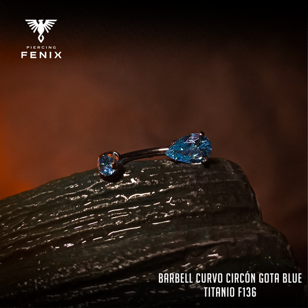 Navel Curvo Circón Gota Blue - Titanio ASTM F-136